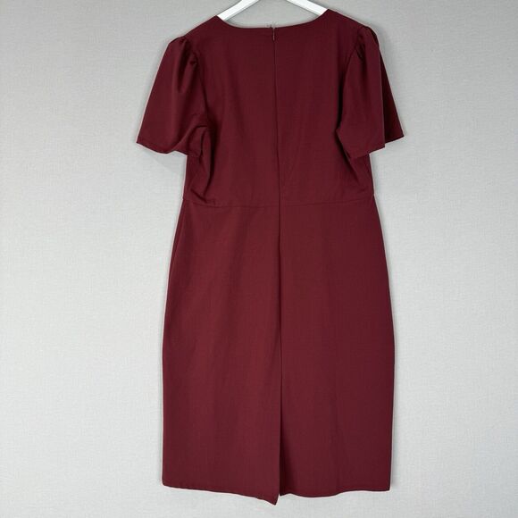 Halogen Womens Dress XXL Burgundy Midi Shift Cocktail Retro Modest Office Chic - Picture 7 of 12